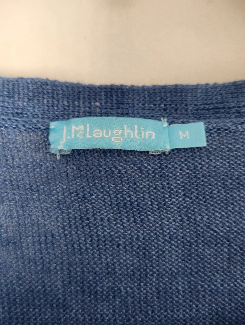 J. MCLAUGHLIN linen Sweater Top Blue Knit Size M - Picture 2 of 8